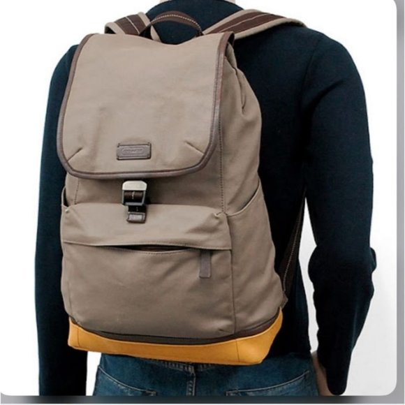 Coach Other - *SOLD* COACH | HERITAGE SIGNATURE EMBOSSED coated CANVAS BACKPACK yellow brown